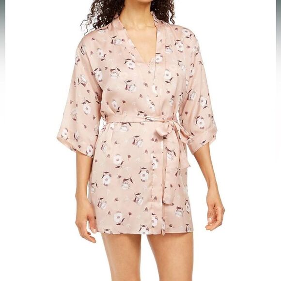 Flora by Flora Nikrooz Blush Pink Floral Robe SZ S - Picture 1 of 5